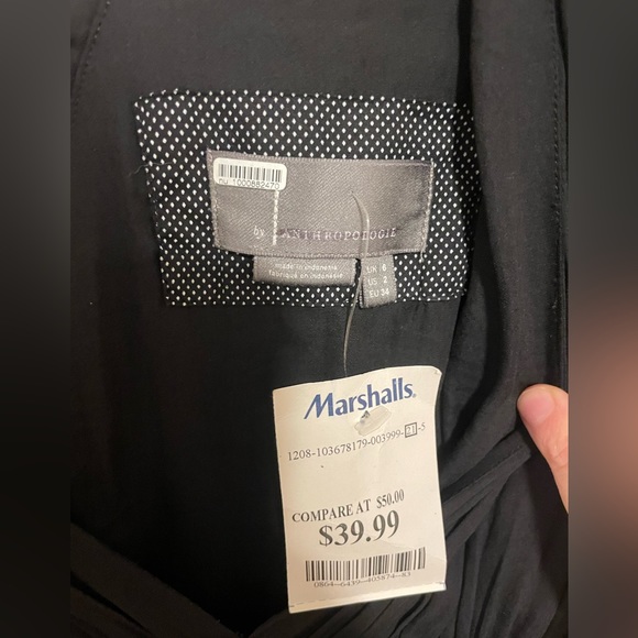 NWT Anthropologie Size 2 Black V-Neck Dress - Picture 7 of 11